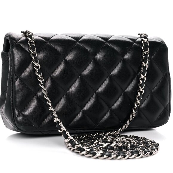 Lambskin Quilted Extra Mini Rectangular Flap Black - Picture 2 of 10
